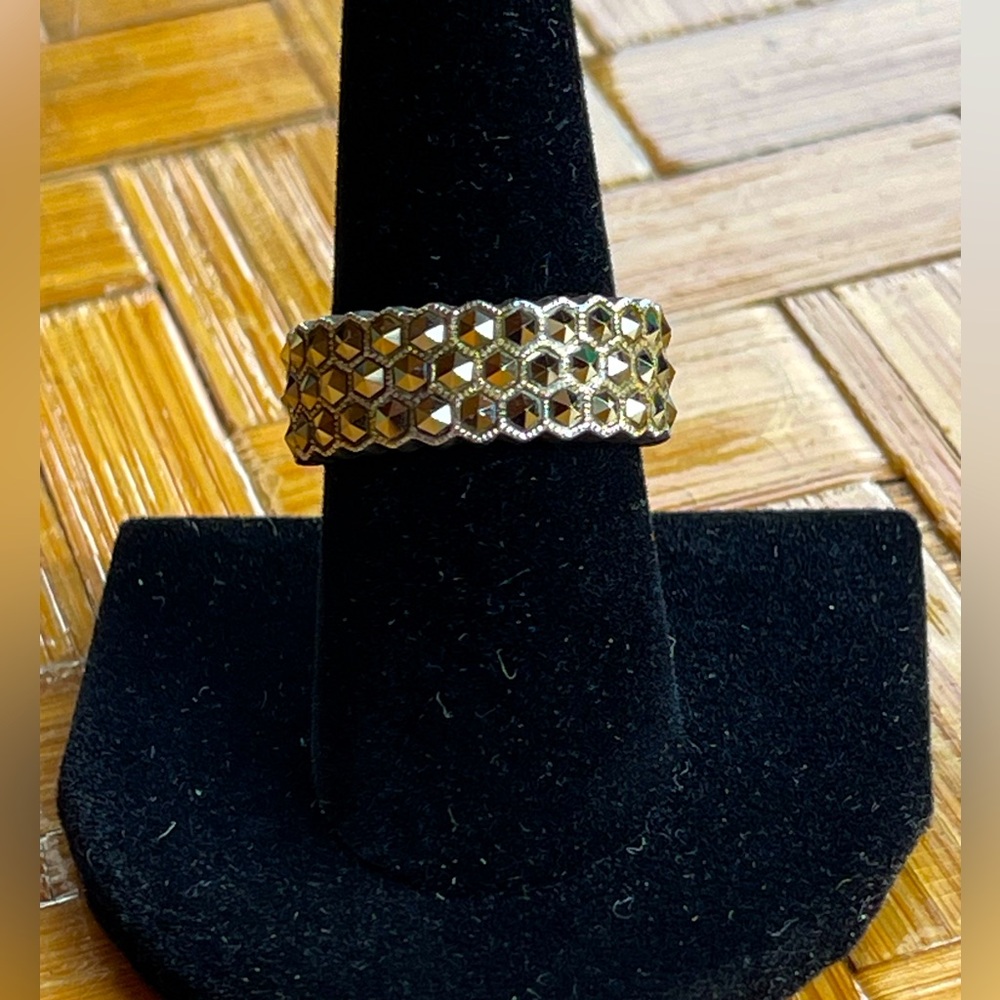 Judith Jack marcasite band ring 925 sterling honeycomb